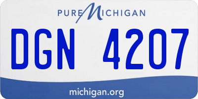 MI license plate DGN4207