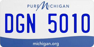 MI license plate DGN5010
