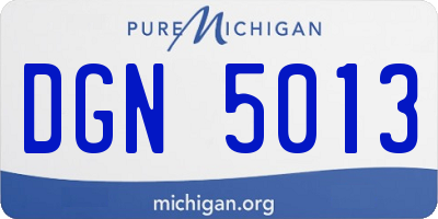 MI license plate DGN5013
