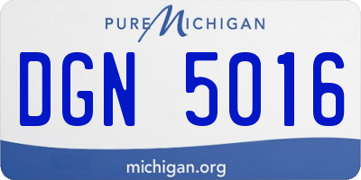 MI license plate DGN5016