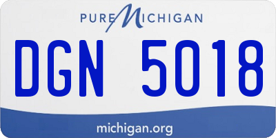 MI license plate DGN5018