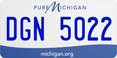 MI license plate DGN5022
