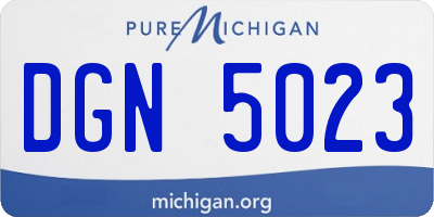 MI license plate DGN5023