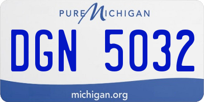 MI license plate DGN5032