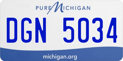 MI license plate DGN5034