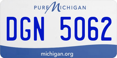 MI license plate DGN5062