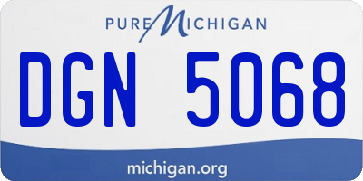 MI license plate DGN5068