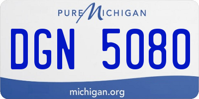 MI license plate DGN5080