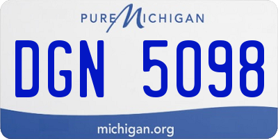 MI license plate DGN5098
