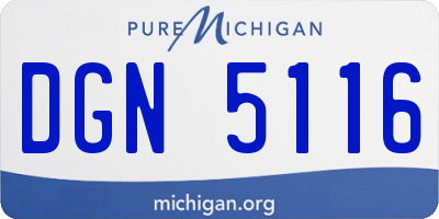 MI license plate DGN5116