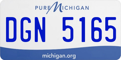 MI license plate DGN5165