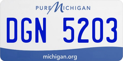MI license plate DGN5203