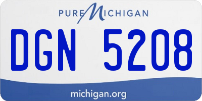 MI license plate DGN5208