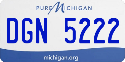 MI license plate DGN5222