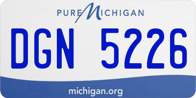 MI license plate DGN5226