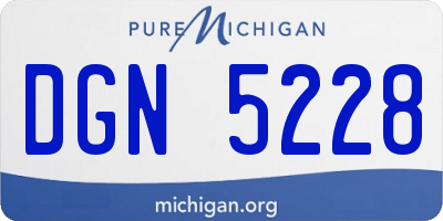 MI license plate DGN5228
