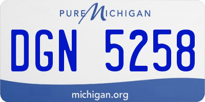 MI license plate DGN5258