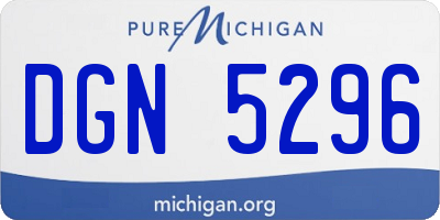 MI license plate DGN5296