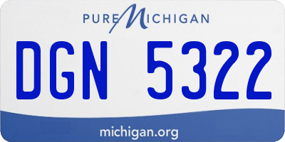 MI license plate DGN5322
