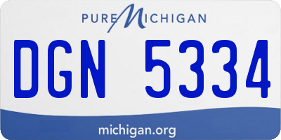 MI license plate DGN5334