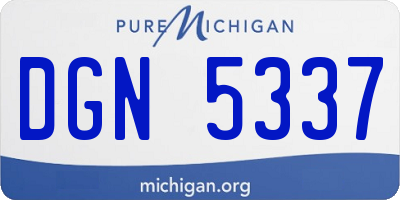 MI license plate DGN5337