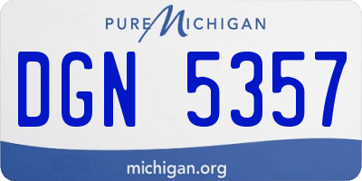 MI license plate DGN5357