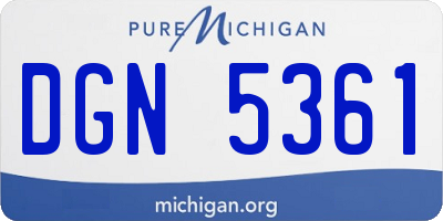 MI license plate DGN5361
