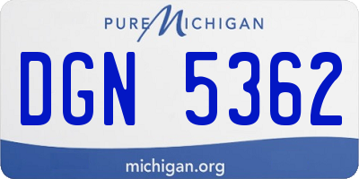 MI license plate DGN5362