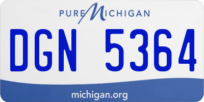 MI license plate DGN5364