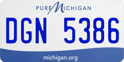 MI license plate DGN5386