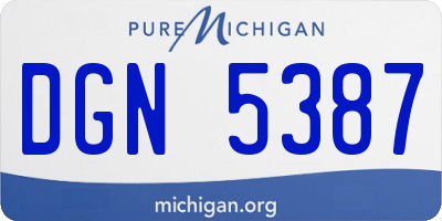 MI license plate DGN5387