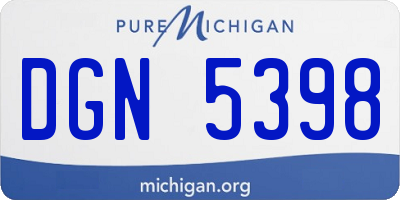 MI license plate DGN5398
