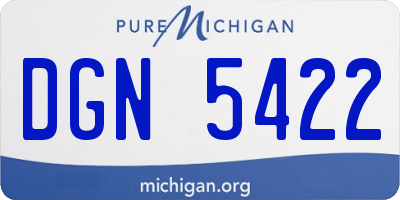 MI license plate DGN5422
