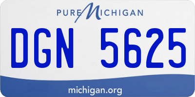 MI license plate DGN5625
