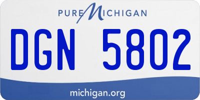 MI license plate DGN5802