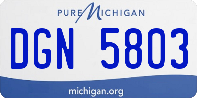 MI license plate DGN5803
