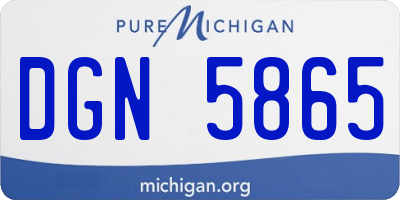 MI license plate DGN5865