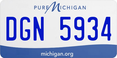 MI license plate DGN5934