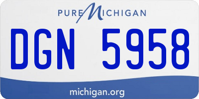 MI license plate DGN5958