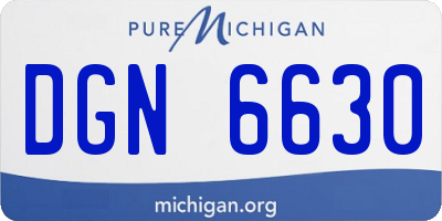 MI license plate DGN6630