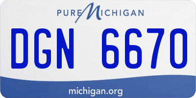MI license plate DGN6670