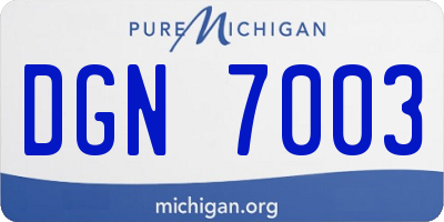MI license plate DGN7003