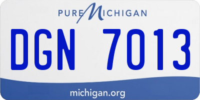 MI license plate DGN7013
