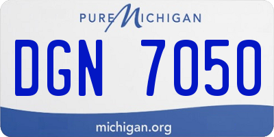 MI license plate DGN7050