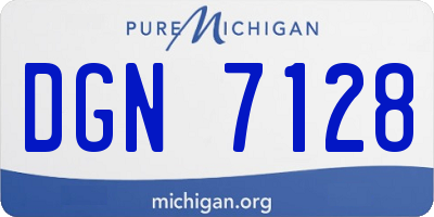 MI license plate DGN7128