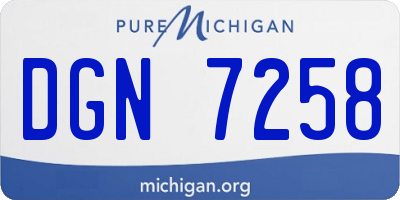 MI license plate DGN7258
