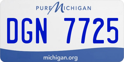 MI license plate DGN7725