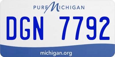 MI license plate DGN7792