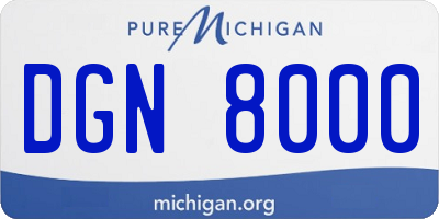 MI license plate DGN8000