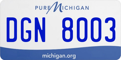 MI license plate DGN8003